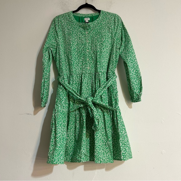 J. Crew Factory Printed Tie Waist Shirt Mini Dress Size Large Daisy Floral - Picture 2 of 13